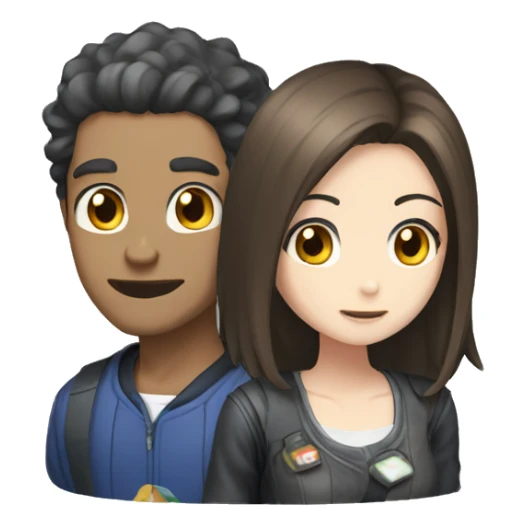 guy and girl anime play video games sticker