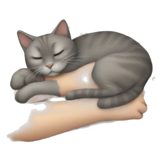White girl brown hair sleeping with gray cat sticker