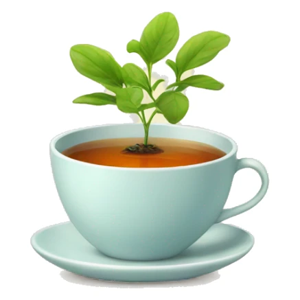 cup of tea with a small plant beside it sticker