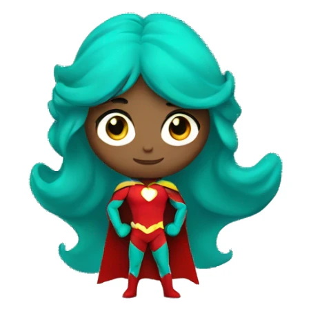 superhero standing with teal and red costume, gender neutral sticker