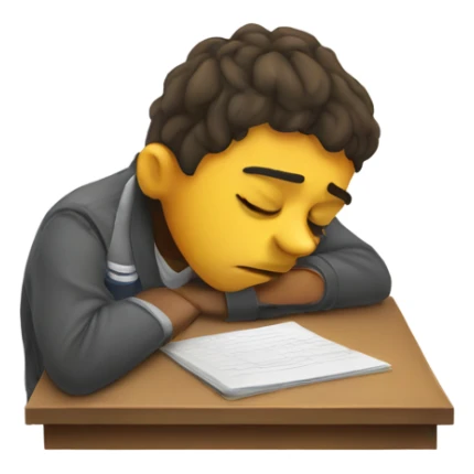 tired student struggling with exam sticker