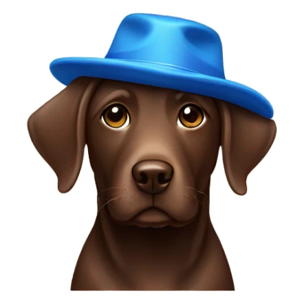chocolate labordor wearing blue hat sticker