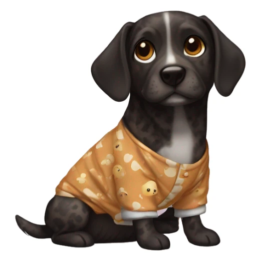 Black and brown Brindle Dog wearing duck pajamas sticker