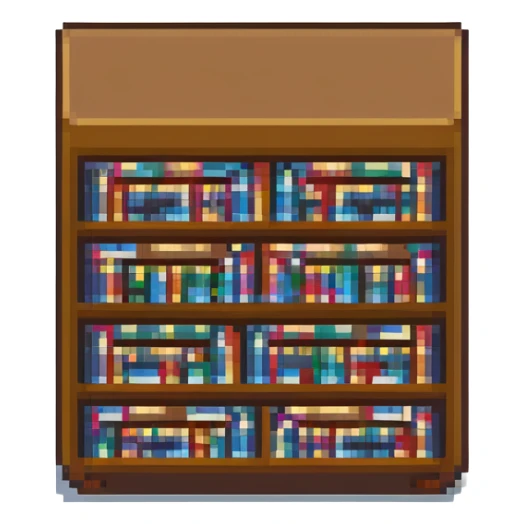 library with bookshelves sticker