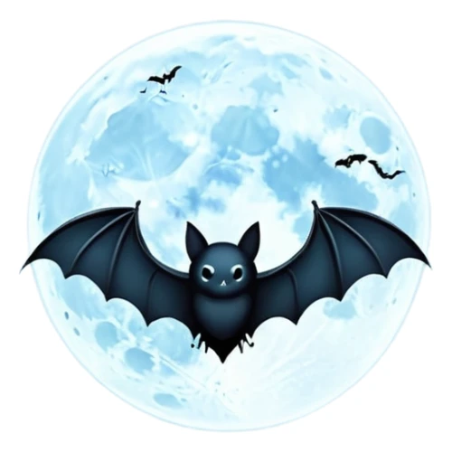 Eerie foggy full moon with bat silhouette  sticker