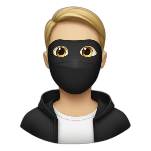 Man wear a black mask ao her mouth and white hear sticker