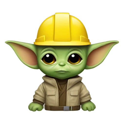 baby yoda foreman In a yellow construction helmet sticker
