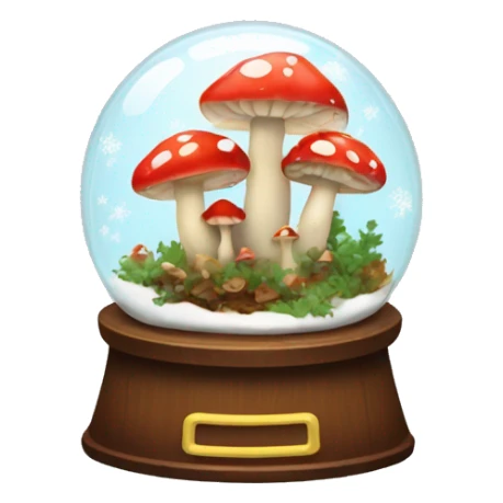 snow globe with mushrooms inside of it sticker