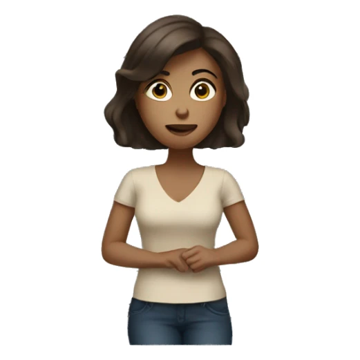 light tan female with dark brown hair and eyes watching tv sticker