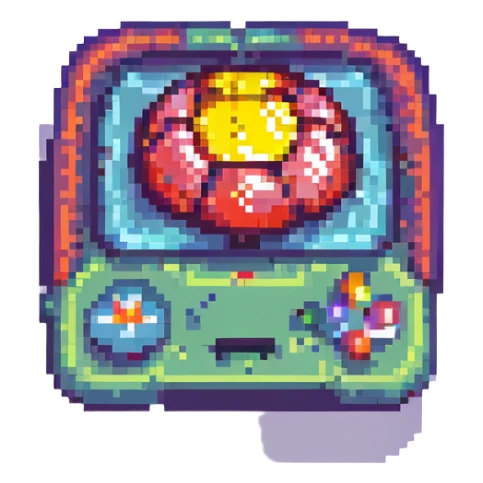 pixel art icon representing فبلبارادادلد, abstract, colorful, retro game style, no text sticker