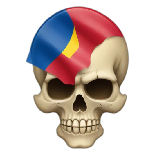 skull emoji with the romanian flag sticker