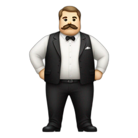 20s gangster full body, white man overweight fat mustache sticker