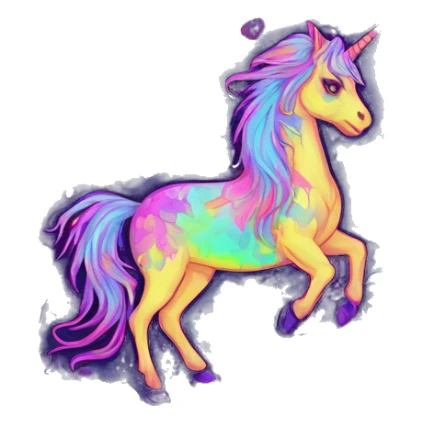 Trippy patchwork glass Zombie Pegasus unicorn psychedelic flowers floral groovy art neon rave raving sticker