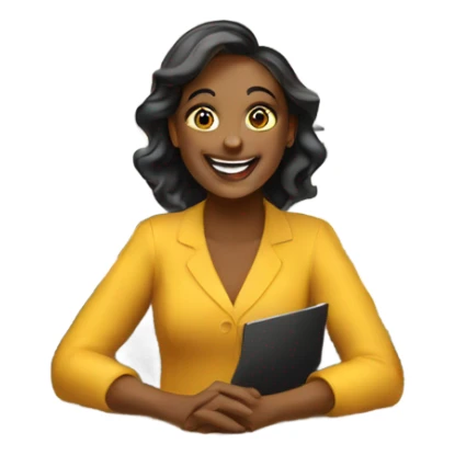 Happy ladies designing her new office  sticker