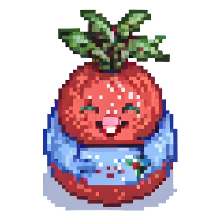 laughing radish, red and blue, simple and clean sticker