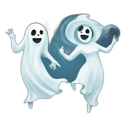 a female ghost and a male ghost dancing as a Ying yang sticker