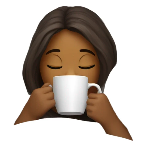 girl inside a blanket sipping coffee eyes closed white skin sticker