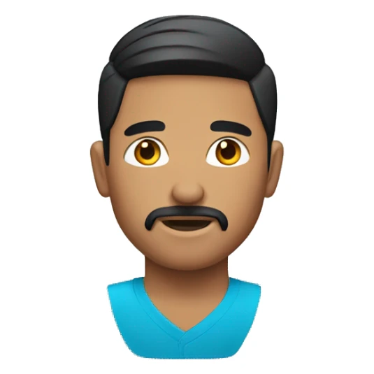 male navajo. black straight short hair. goatee and mustache. blue button  sticker
