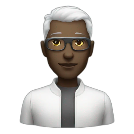 cyberpunk white face of handsome and slim 50 year old dark-skinned engineer sticker