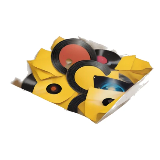 open cardboard box full of vinyl records sticker