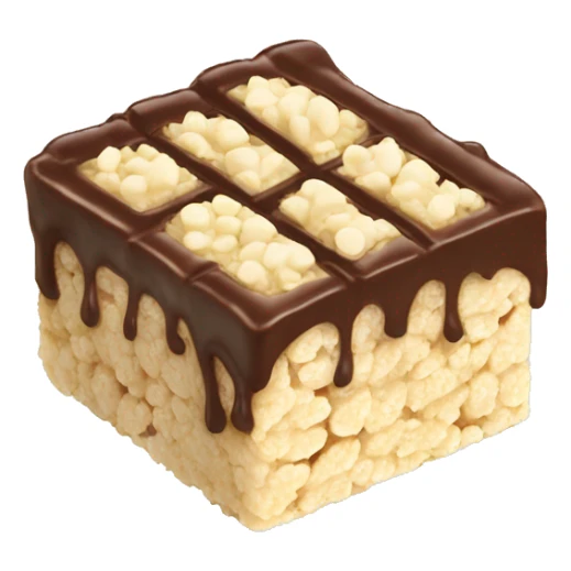 rice krispie bar with chocolate on top and white chocolate sticker