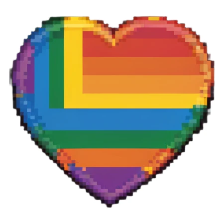 LGBT flag emblem, 40x40 pixels, vibrant rainbow stripes, inspired by Habbo Hotel badge style sticker