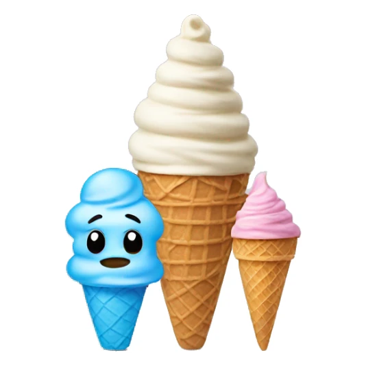 Ice cream cone but replace the ice cream with the sad emoji sticker