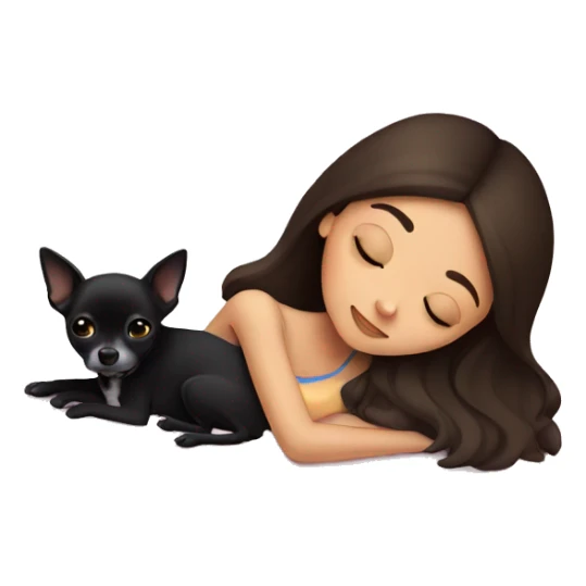 brunette Sleeping beauty girl with black chihuahua  sticker