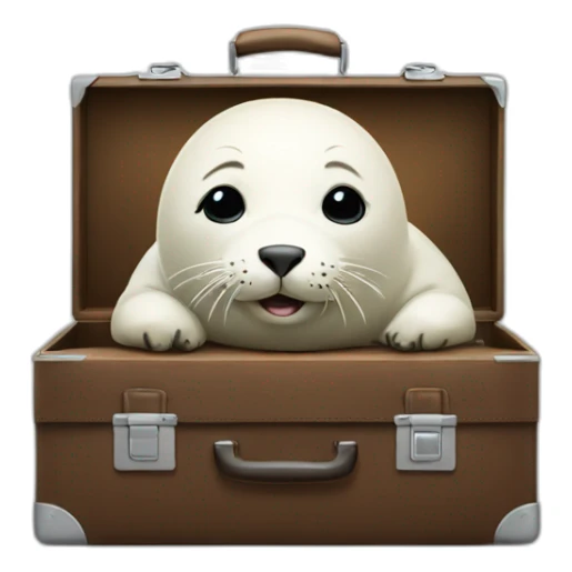 White young seal in tie and with briefcase and closed eyes is very busy sticker