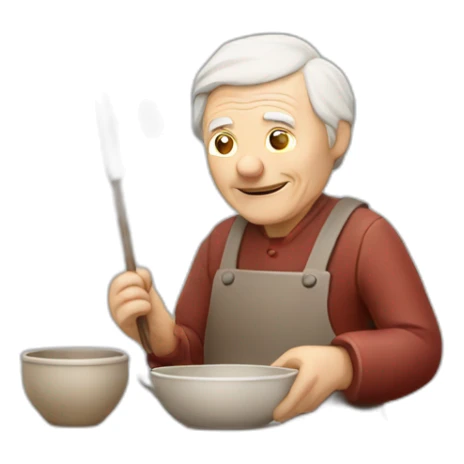 old man with latvian flag making dishes from clay sticker