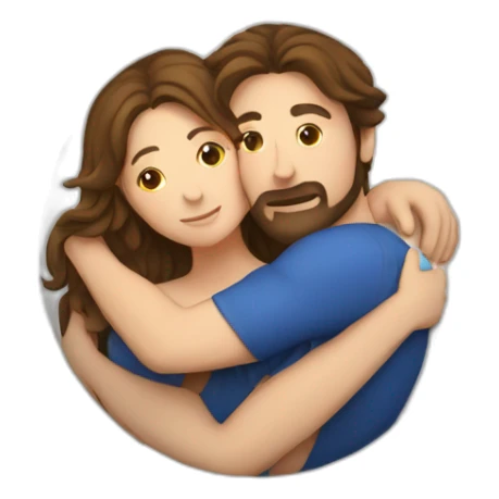 europeans lovers with brown hairs hugging in a comforter ball sticker