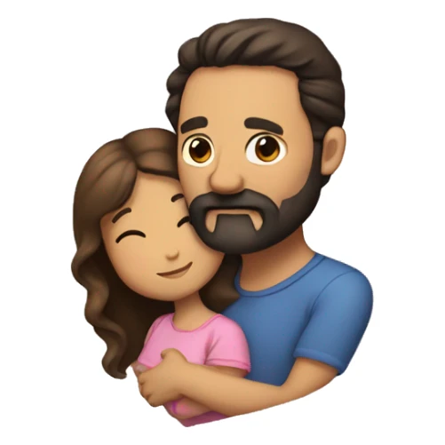 dad with black beard hugging daughter with brown hair sticker
