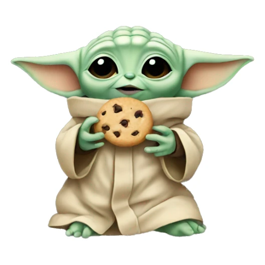 Baby yoda eating cookie sticker