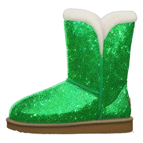 Realistic green Sparkle glitter and fur Ugg boots. sticker