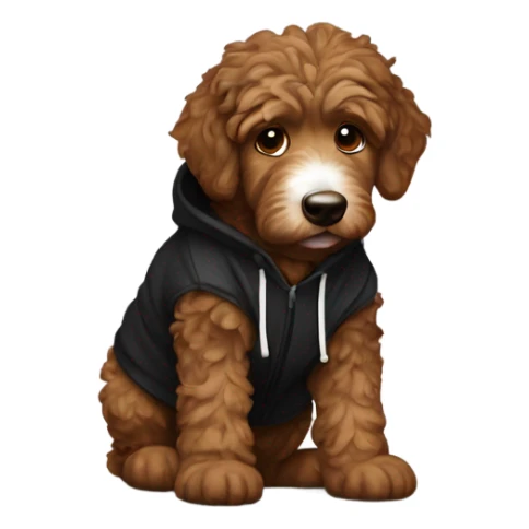 Brown Aussie doodle in a black hoodie sticker