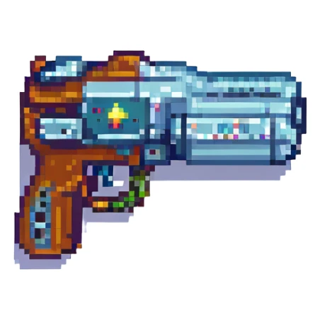 Plasma pistol from Halo game, pixel art style sticker