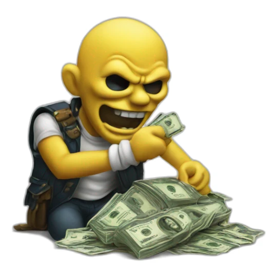 Eddie from Iron Maiden counting money sticker