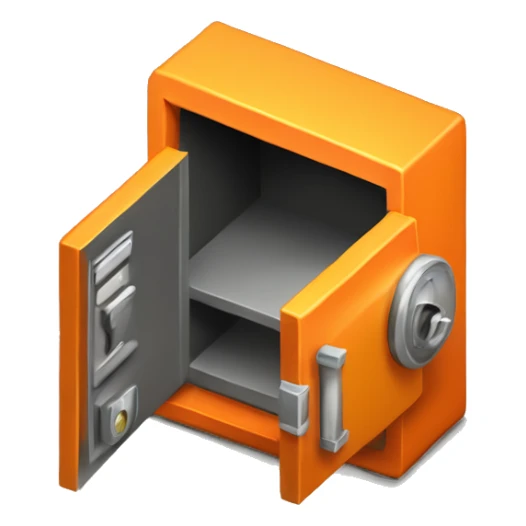 3d isometric small safe in orange or yellow sticker