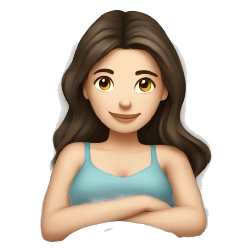 Cute white brunette girl relaxing in bed. Girly style. sticker