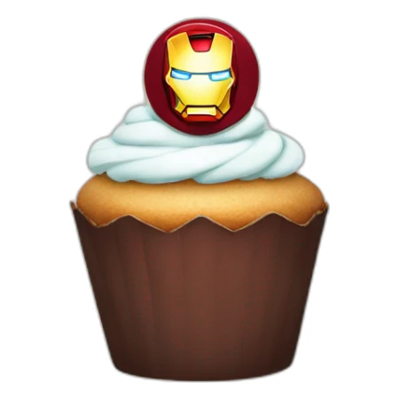 Happy cupcake with iron man on top sticker