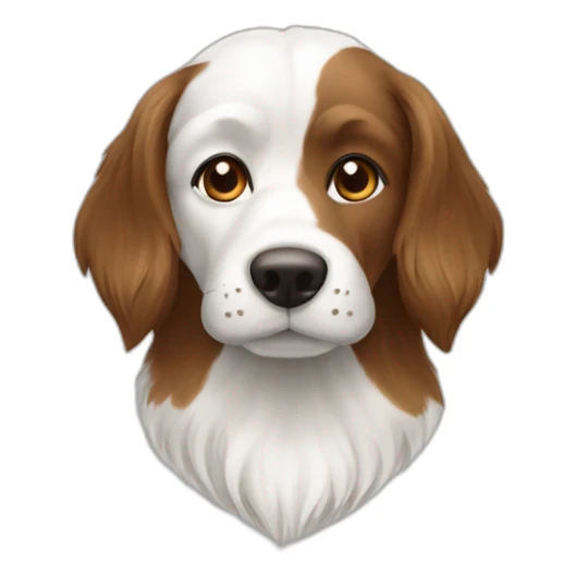 A head of dog white and brown avec des poils sticker