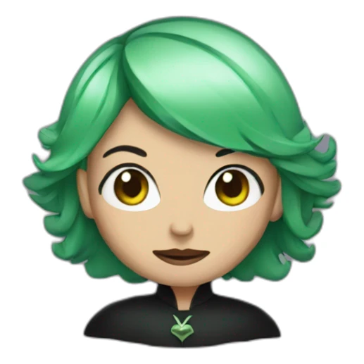 evil witch with  black and green hair sticker