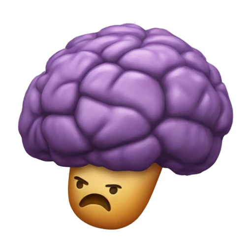 fried brain with long, eggplant like object in it. the eggplant should be a light peach color sticker