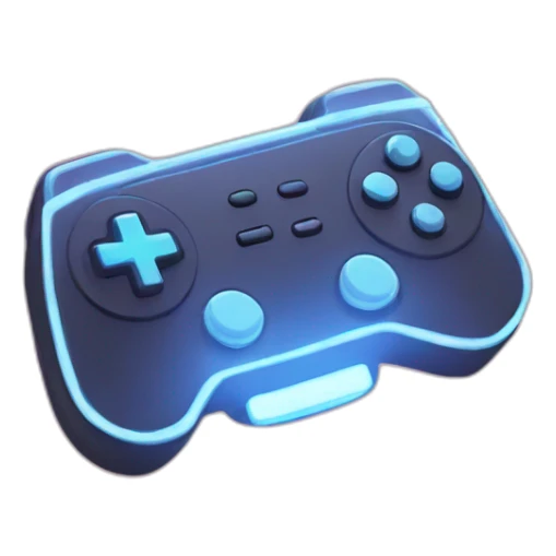 Create a gaming console with LED lights, set in a virtual gaming world." sticker