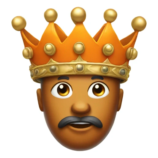 Orange fruit wearing a large golden crown.  No face on orange sticker