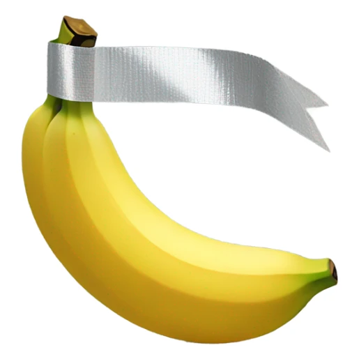 A banana that is duct taped to a wall sticker