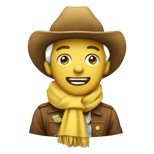 money yellow happy emoji cowboy sticker