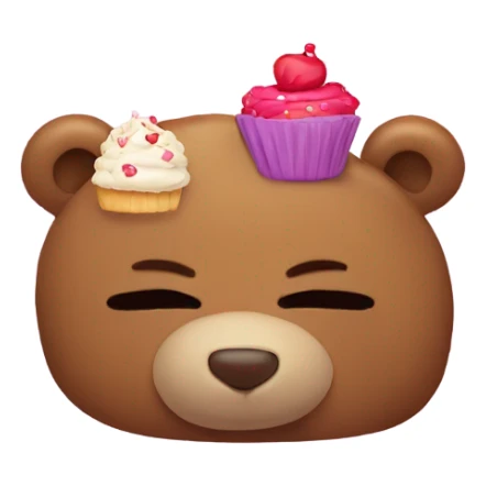 Sleeping teddy bear with cupcake on its head sticker