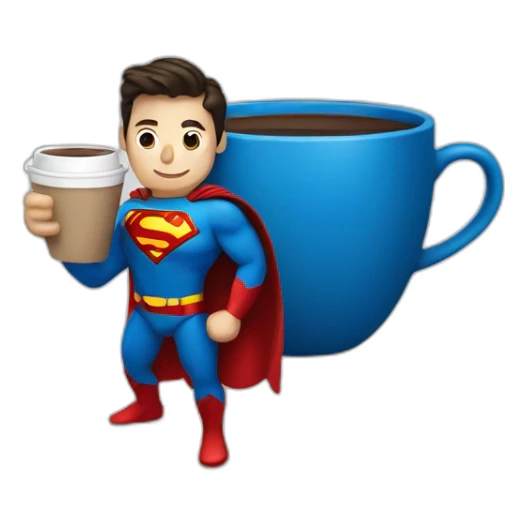 superman holding a cup of coffee sticker