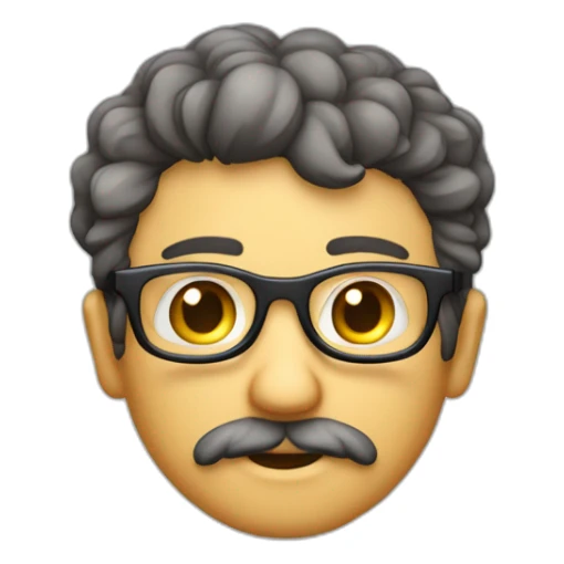 homem cor pardo barba baixa com oculos cabelo encaracolado sticker